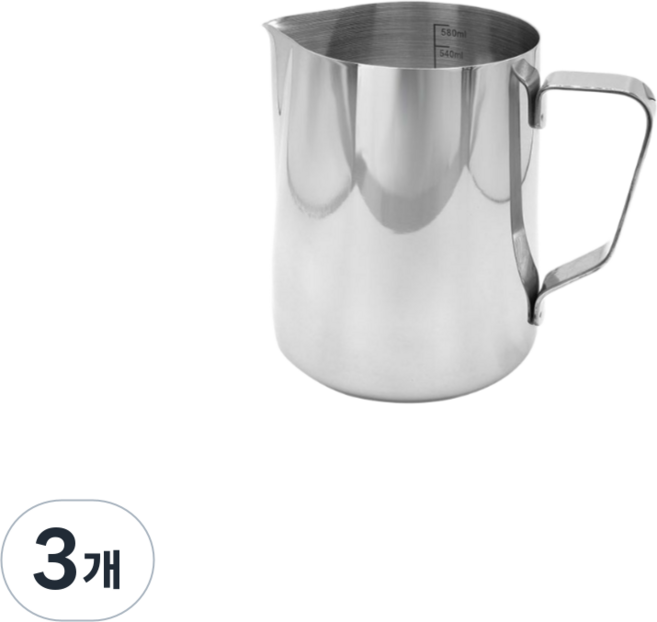 카페마스터 스텐 우유 눈금 스팀피쳐 밀크저그, 3개, 600ml