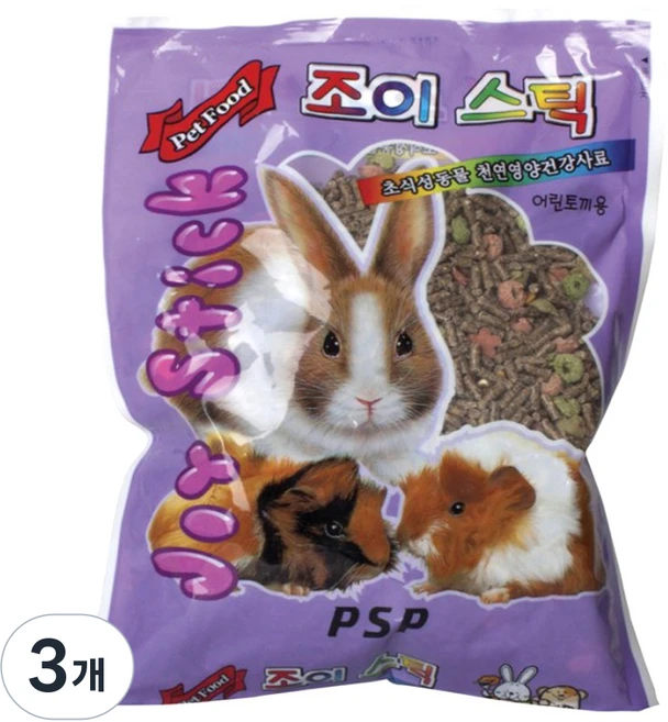 PSP 부산사료 조이스틱 어린 토끼용 사료, 3개, 670g - 쿠팡