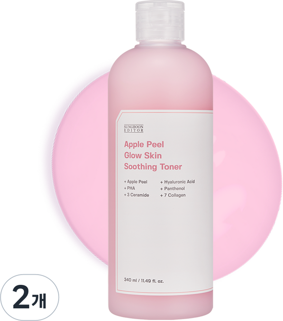 성분에디터 애플필 히알루론산 콜라겐 세라마이드 매끈 결 수딩 토너, 340ml, 2개
