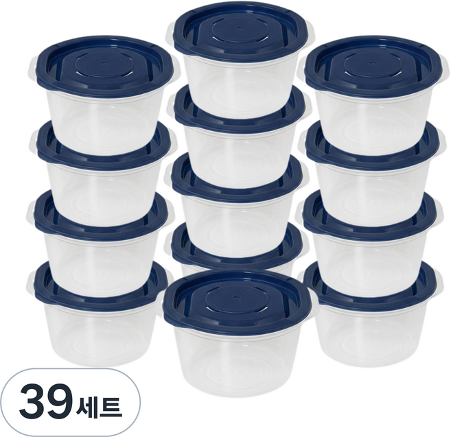 그린:디 국내생산 냉동밥 보관용기 스팀홀 전자레인지용, 39세트, 네이비