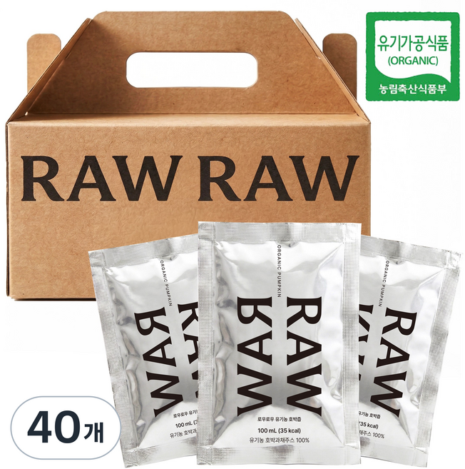 [100% 유기농 늙은 호박즙] 로우로우 유기농 호박즙, 100ml, 40개