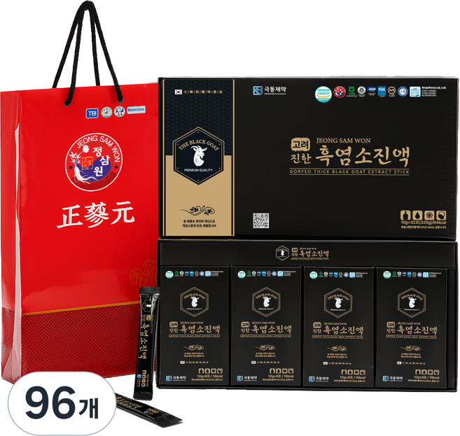 정삼원 정품 고려 진한 흑염소 진액 스틱, 96개, 10ml