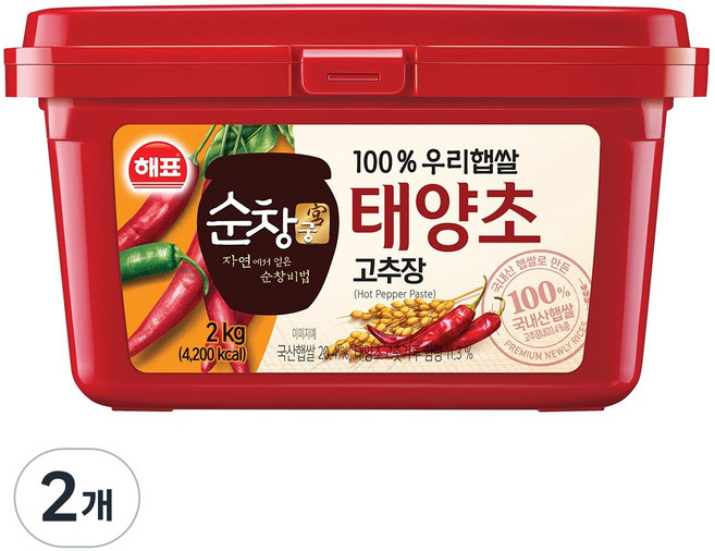 사조 해표 순창궁 우리햅쌀 태양초 고추장, 2kg, 2개
