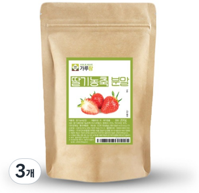 가루랑 딸기농축 분말, 200g, 3개
