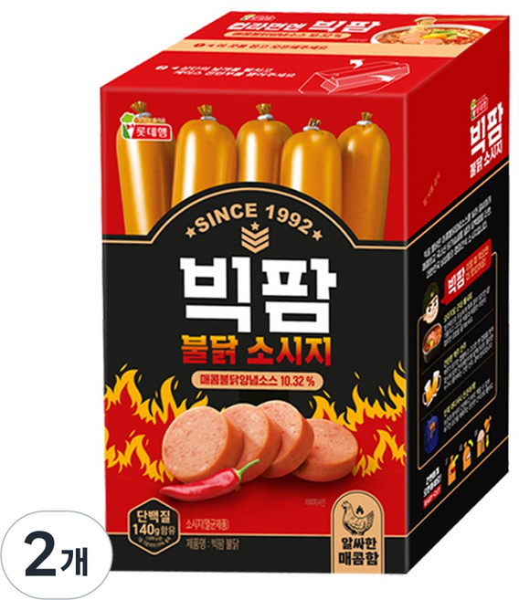 롯데햄 빅팜 불닭 간식 소시지, 2개, 600g