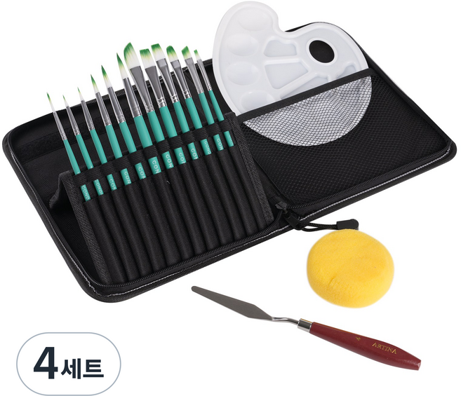 브러쉬 15종 풀세트 - 아크릴/수채화 겸용 (필수도구 포함), 4세트
