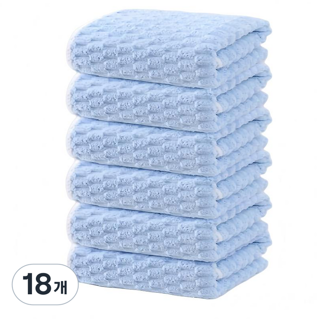 부드러운 호텔수건 먼지없는 고급 수건, 18개, 라이트블루