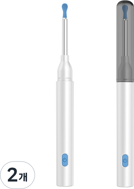 고화질 내시경 귀이개 귀이개 무선 LED 조명 스마트폰 실시간 확인, 화이트, 2개