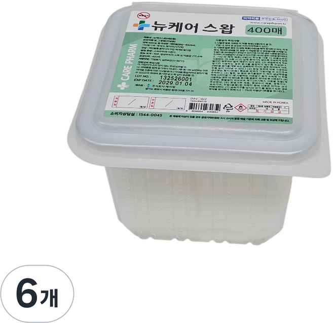 케어팜 알콜솜 대용량 일회용 소독용 코튼, 6개, 400매입