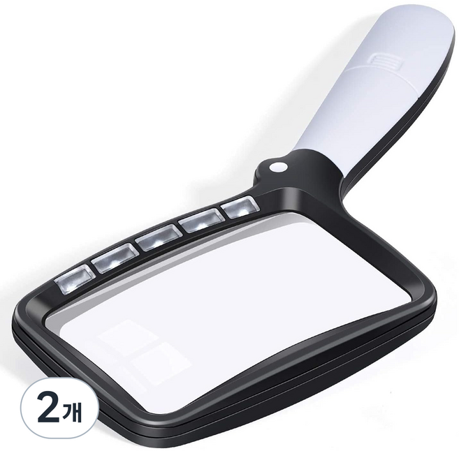 아이앤에이치 휴대용 LED 접이식 돋보기, 2개