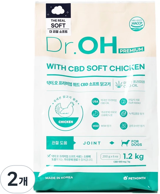 닥터오 프리미엄 위드 햄프씨드 더 리얼 소프트 사료, 2개, 1.2kg, 닭 - 쿠팡