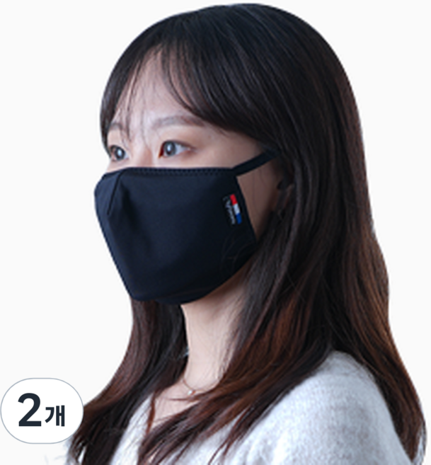 나노필 자외선차단 골프 마스크 미세먼지 황사 빨아쓰는 숨쉬기 편한, 2개, 1개입, 블랙
