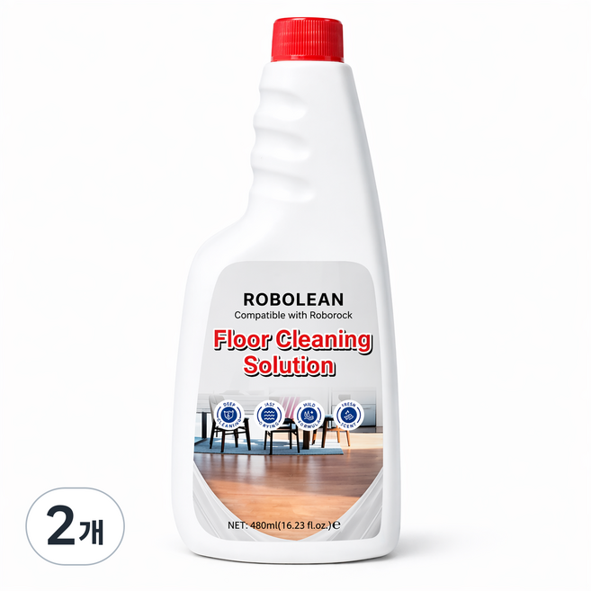 로보린 로보락 전용세제 호환 로봇청소기 세정제 480ml 클리너, 2개