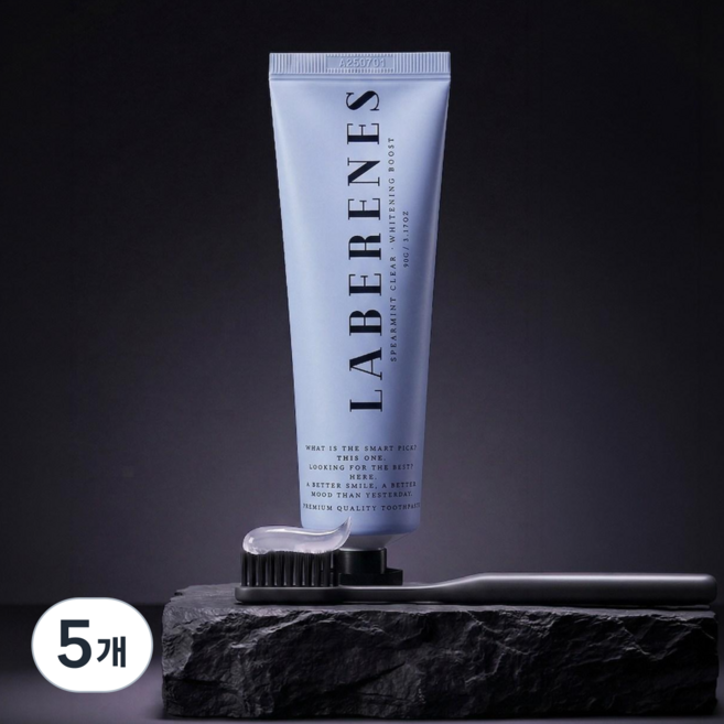 래버린즈 프리미엄 미백 치약 화이트닝 치석제거 누렁니 스피어민트, 90g, 5개