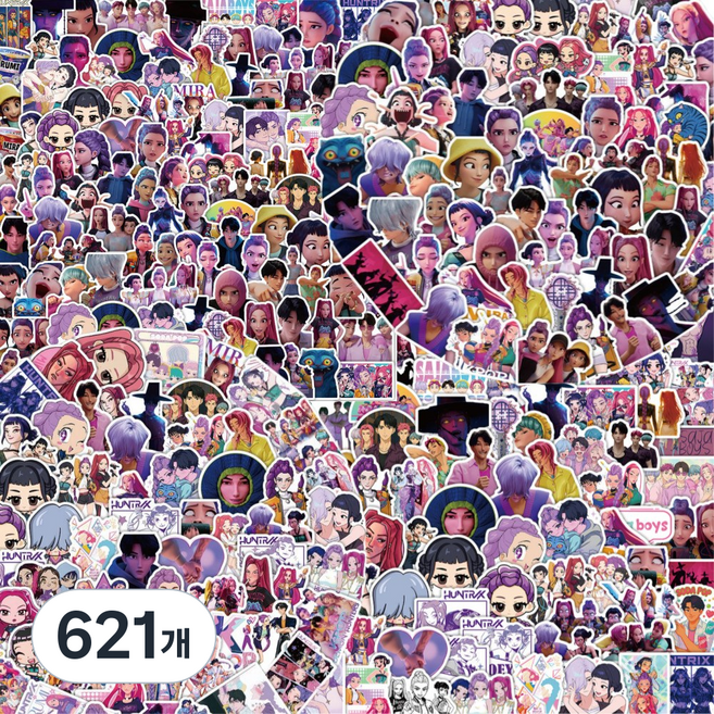 케이팝데몬헌터스 프리미엄 방수 스티커 207종 풀세트 케데헌 설맞이 선물용 다꾸 노트북 캐리어, 621개, 혼합색상
