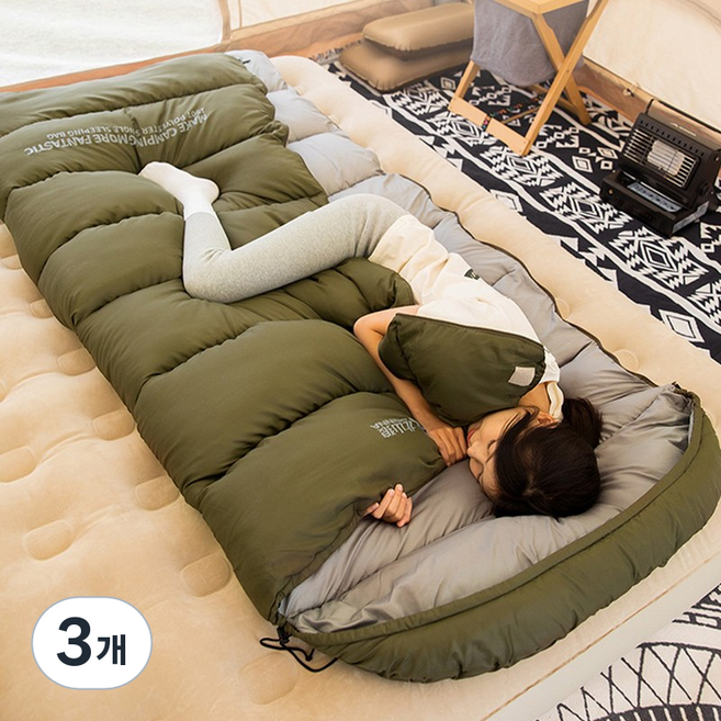 스타일닥터 그래핀 초극세사 방한 침낭 캠핑용/사무실 겸용 핵폭서방 대형 침낭, 3개, 2500g-단독 침낭