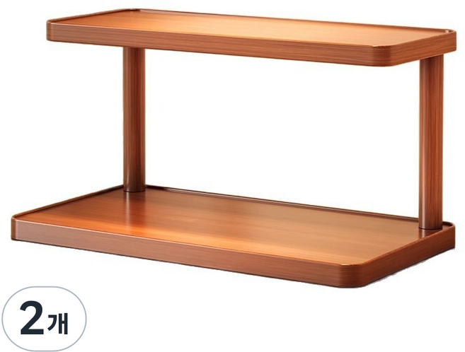 다용도 정리 컵정리대 2단 원목색, 2개, 브라운 길이 26cm  