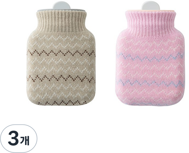 미니 휴대용 실리콘 보온물주머니 찜질팩 핫팩, 그레이, 3개
