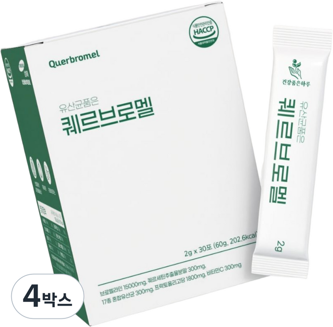 건강품은하루 브로멜라인 퀘르세틴 파인애플효소 유산균 퀘르브로멜, 4박스, 30회분