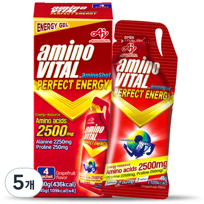 아미노바이탈 아미노샷 퍼펙트에너지젤 2500mg 자전거 파워젤 에너지젤, 45g, 20개