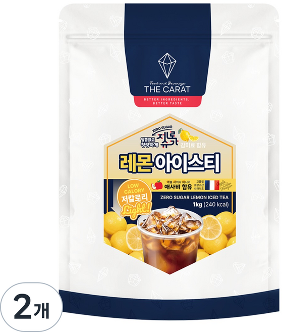 더캐럿 제로슈가 레몬 아이스티 파우더 분말, 1kg, 2개, 1개입
