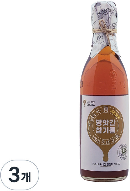 대전기름집 60년전통 100% 국산참기름, 350ml, 3개