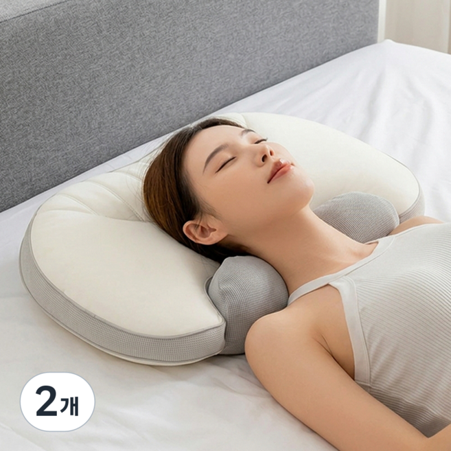 경추베개 인체공학 프리미엄 목편한 메모리폼 기능성 숙면 베개, 2개, 그레이