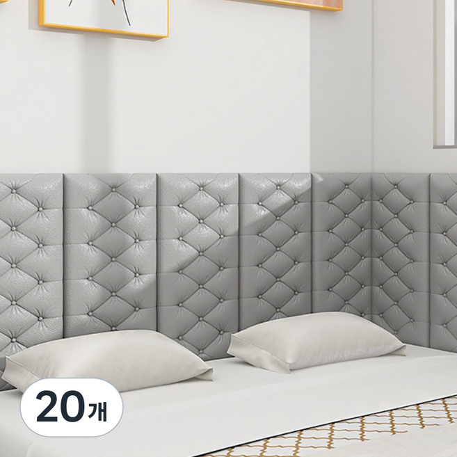 홈앤힐링 벽 충격방지 스펀지 고탄성 스티커식 벽쿠션, 20개, 코지 그레이