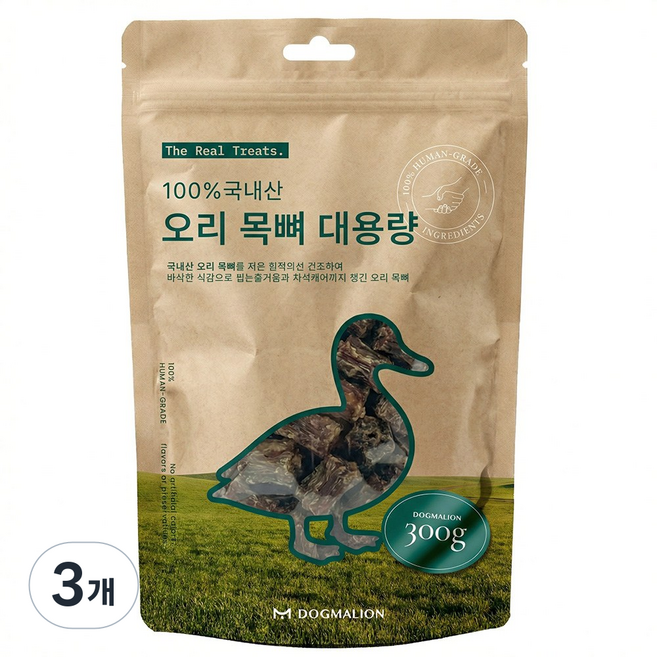 도그말리온 국내산 강아지 수제간식 대용량 6종, 3개, 300g, 오리 목뼈