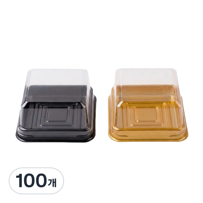 키친코디 두쫀쿠용기 사각 1구 화과자 월병 모찌떡 케이스, 100개, 골드