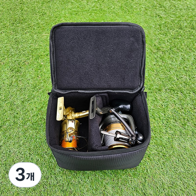 캠프맨 릴가방 릴케이스 낚시 루어릴배낭, 블랙, 3개