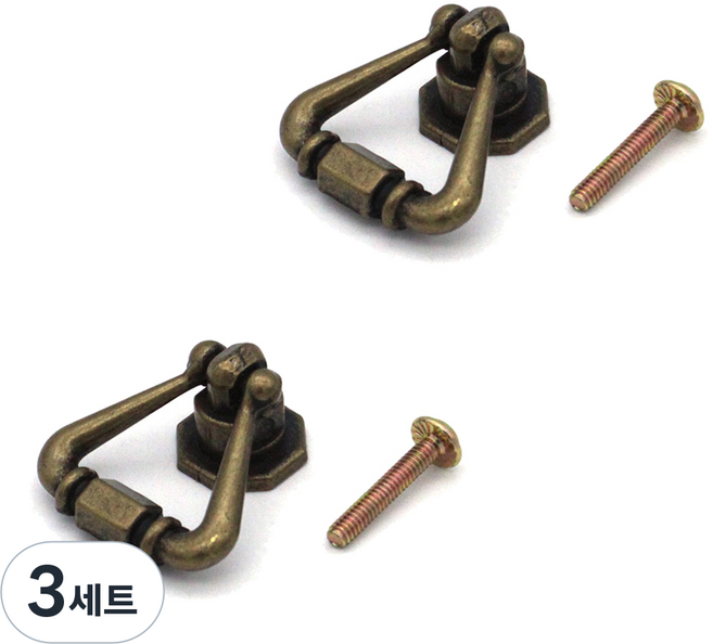 팔각엔틱 손잡이 서랍장 문고리 가국 DIY, 팔각앤틱 2팩, 3세트