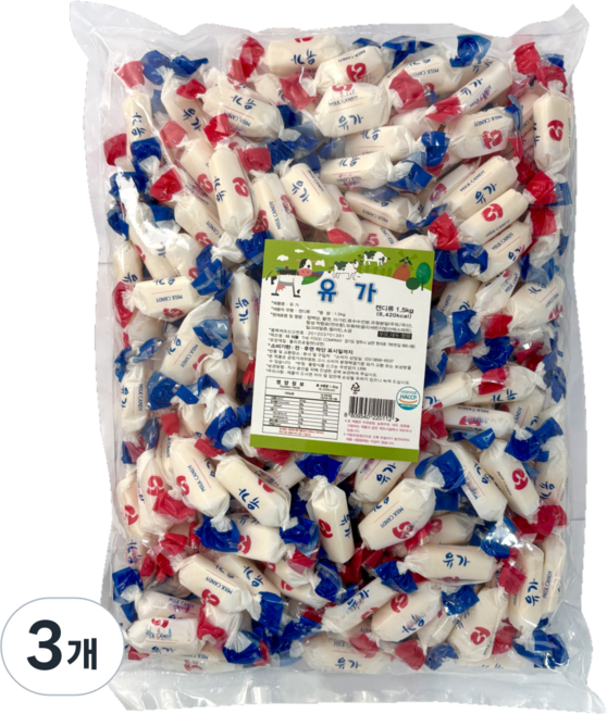 유가 대용량 캔디 벌크용 늘푸른 더식품, 1.5kg, 3개