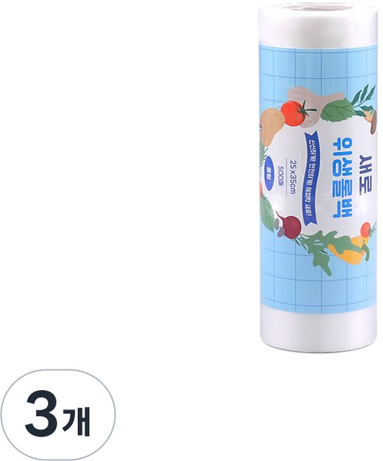 새로 위생백 롤백 대용량 일회용비닐 (중)25x35cm 500매 1롤, 3개, 500개, 중(M)
