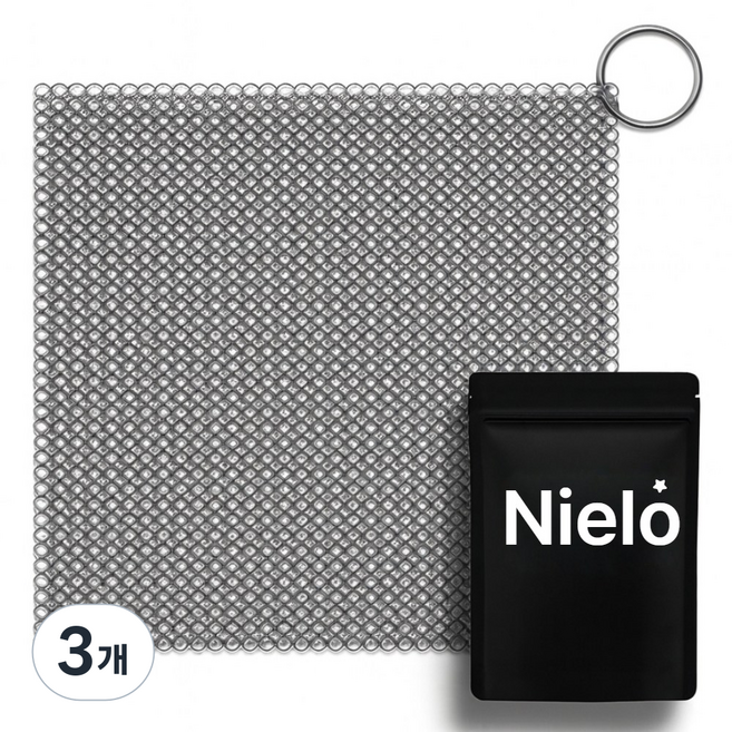 니엘로 316L 스텐링 수세미 탄냄비 철수세미 텀블러 세척 스테인리스 L316X, 3개, 18×15cm (빅사이즈)