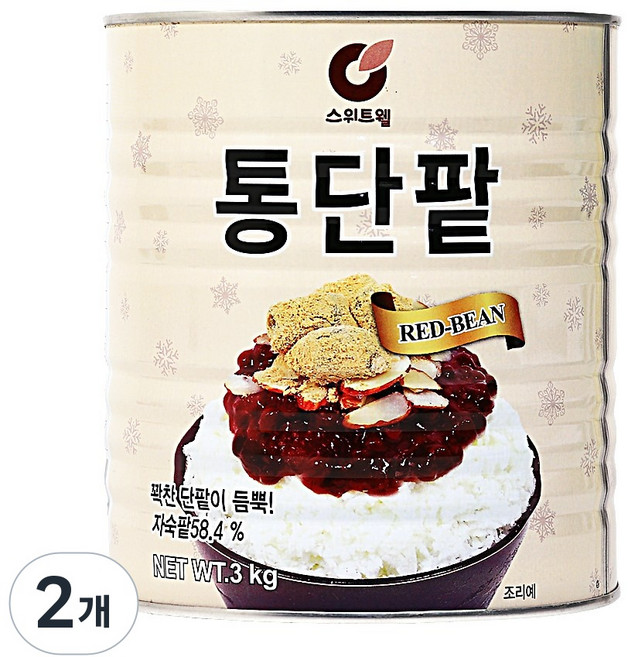 푸드올마켓_ 스위트웰 통단팥 3kg/ 빙수팥 빙수재료, 3kg, 2개