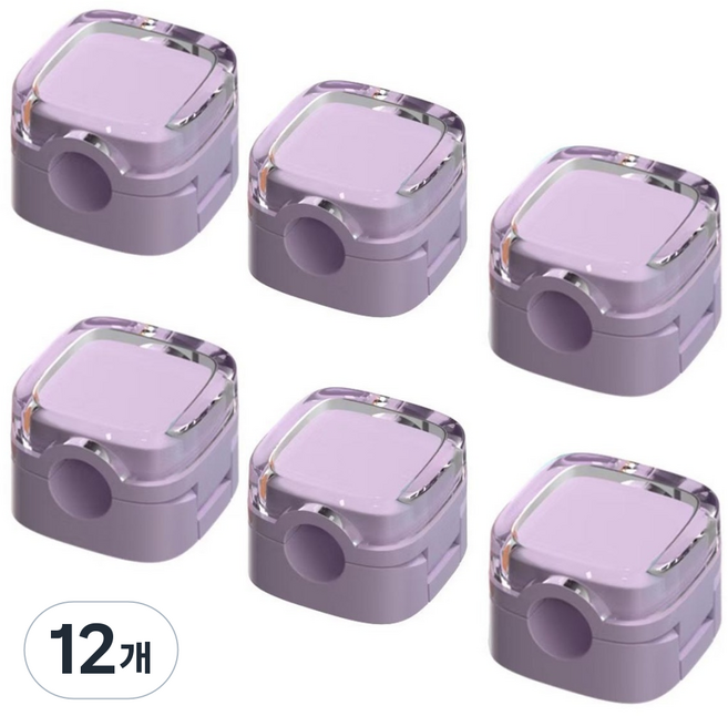 자체 접착식 케이블 홀더 벽걸이 USB 선정리 홀더 20x20x17mm, 12개, 투명 보라색