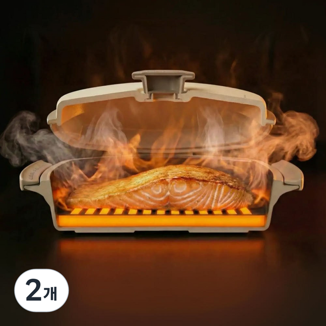 클레버리 전자레인지 그릴 찜기 생선구이 팬, 2개, 오트밀