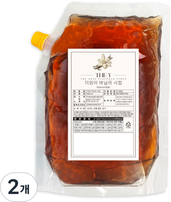 더와이 바닐라시럽 (리필용) 씨드첨가, 2개, 1L