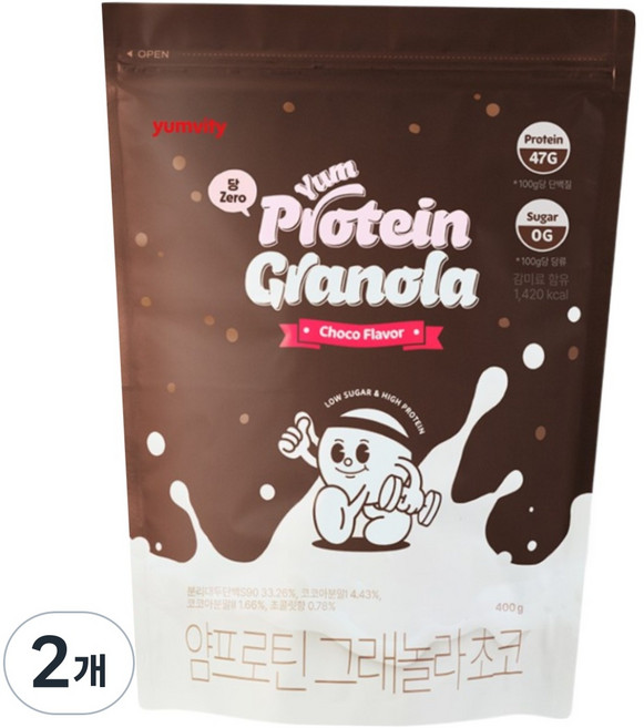 얌비티 얌프로틴 저당 단백질 그래놀라 초코시리얼, 400g, 2개