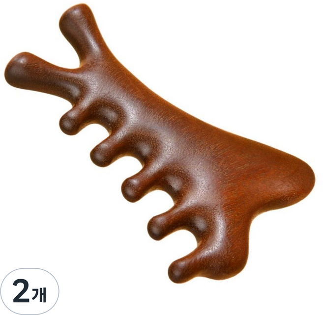 나무 빗을 마사지하고 머리의 신경 경락을 마사지합니다, 짙은 색, 2개