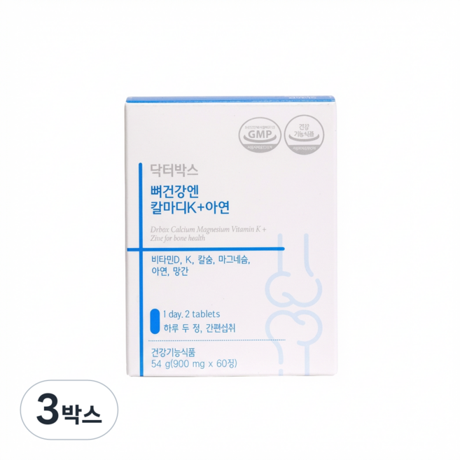 닥터박스 뼈건강엔 칼마디K + 아연 (내과 전문의 성분 배합), 3박스, 60정