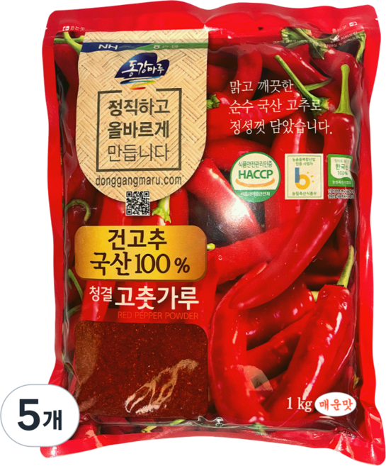 농협 [25년산] 영월농협 국산 청결고춧가루(매운맛), 1kg, 5개