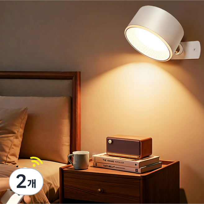 360도 회전 자석부착형 무선 LED 조명등 무드등 리모컨 KC인증 대용량 4000mAh 배터리, 2개, 화이트