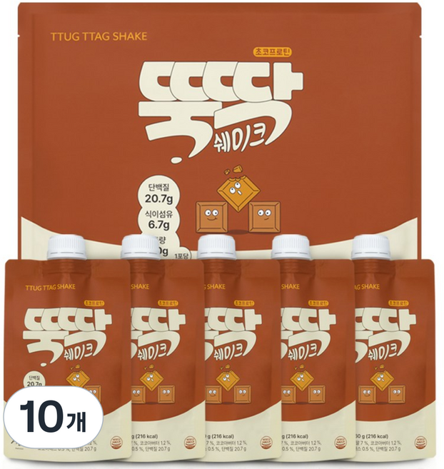 뚝딱쉐이크 초코프로틴 2세트, 60g, 10개