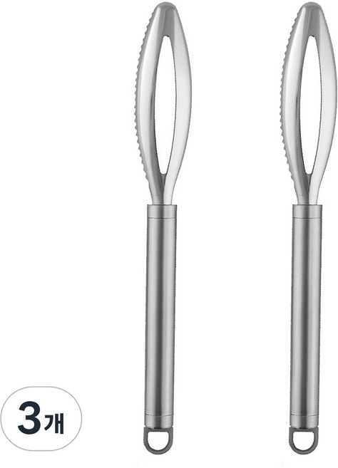 스텐 고기 비늘제거기 낚시 생선 비늘치기 도구 2P 세트, 실버, 3개
