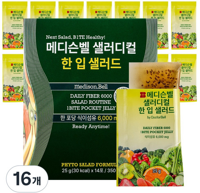 [TV속 그제품] 이종민원장의 메디슨벨 샐러디컬 한입 샐러드 전참시 아이오아이 김세정 식이섬유 샐러드젤리, 16개, 25g