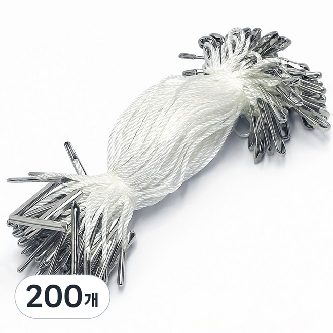 옴니스 실고리핀 [녹 안쓰는 동핀] 택고리핀 핀고리 상표끈 가격표 상표끈, 200개, 화이트실-실버핀