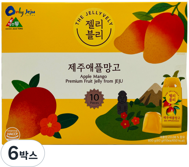 제주 애플망고 젤리블리 아이 간식 여행 선물 대만젤리 쉐프엠, 600g, 6박스