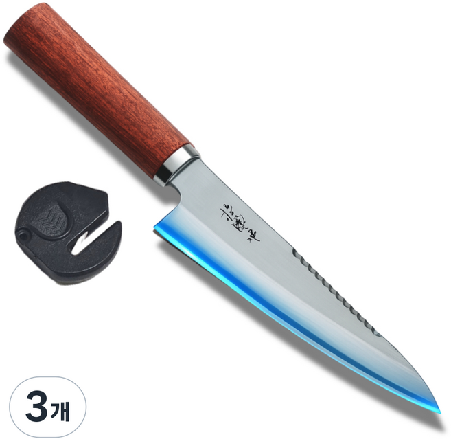 묘켄묘 비늘제거 일본 명인 회칼 고급 사시미칼, 3개, 퓨어스텐